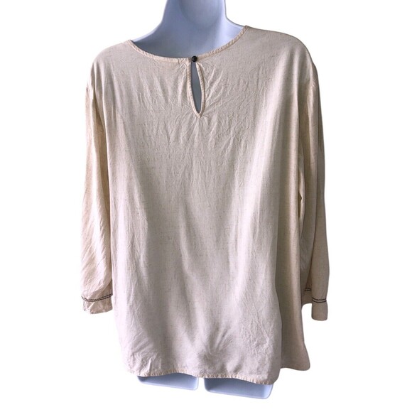 J. Jill Linen Blend Botanical Gardens Embroidered Top Size XL - Picture 3 of 10